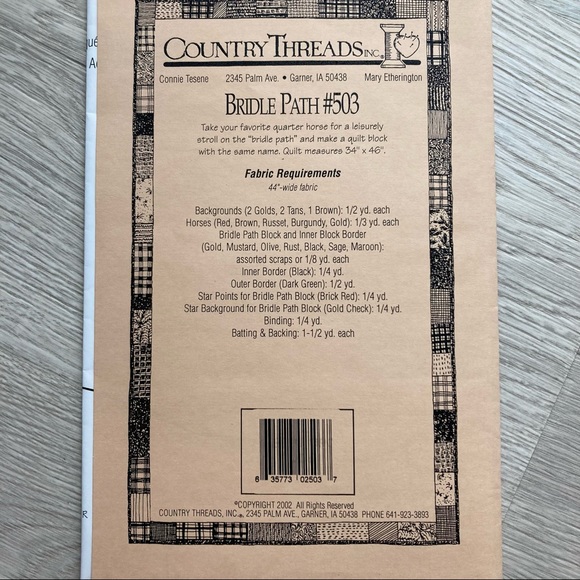 Quilt Pattern - Country Threads Bridle Path - Horse Throw or Wall Hanging - Picture 4 of 9